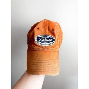 Titleist Mens Golf Baseball Cap Dad Hat Orange Adjustable